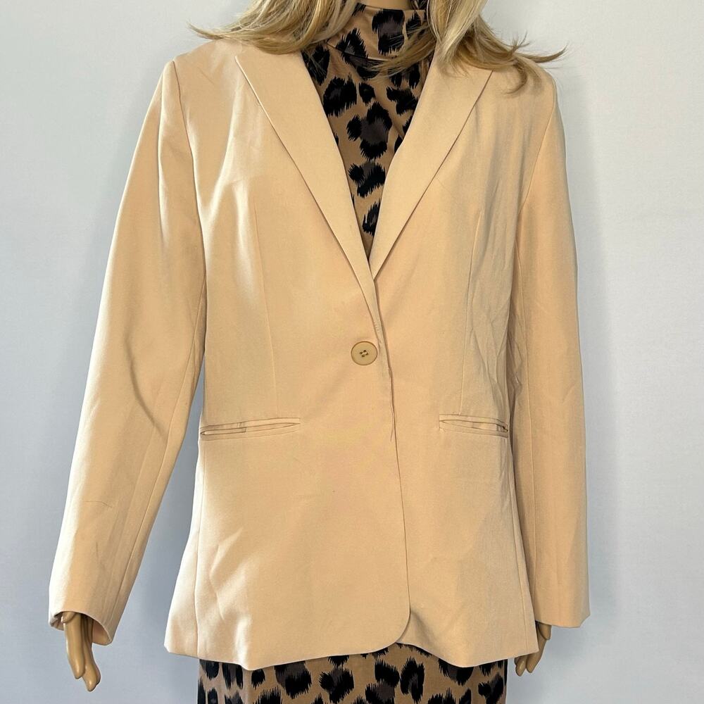 Cicybell Women’s Beige One Button Blazer Jacket Size Large Business Casual